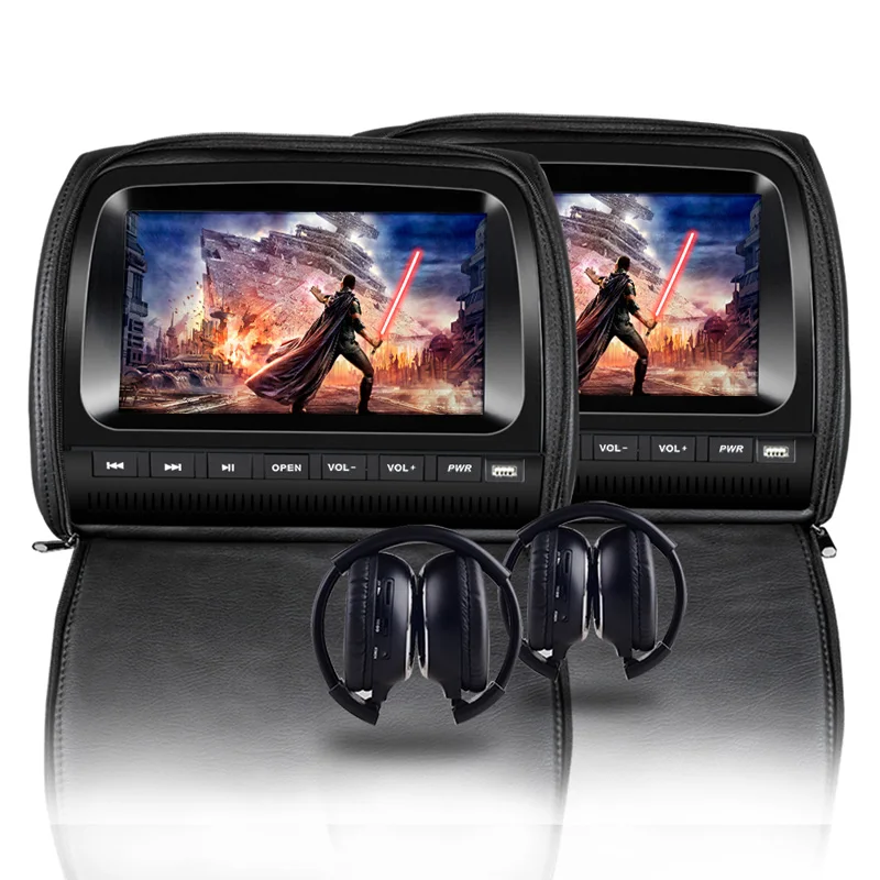 Caroad 2PCS 9 Inch Car Headrest Monitor DVD Video Player 800x480 Zipper Cover TFT LCD Screen With IR FM USB SD Speaker Game | Автомобили и