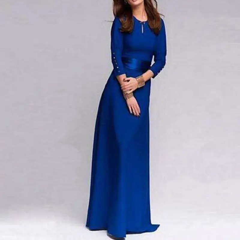 Женское платье макси с длинным рукавом весеннее длинное летнее поясом | Женская