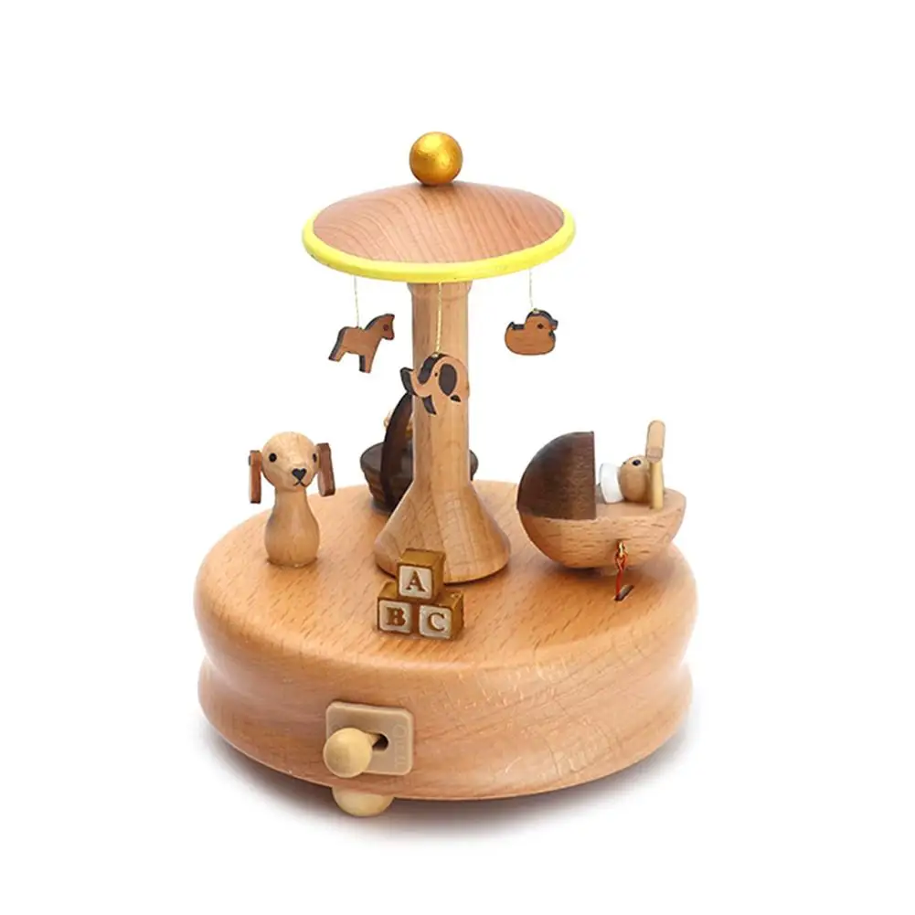 Kawaii Zakka карусель музыкальные коробки деревянная музыкальная шкатулка деревянные