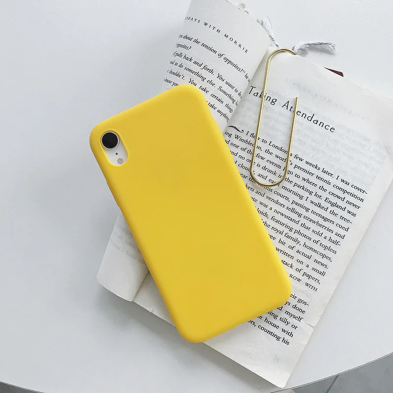Yellow Мягкая задняя крышка, матовый цветной чехол для iPhone 6, 6 S, 7, 8 Plus, X, XR, XS Max, противоударный защитный силиконовый из ТПУ, роскошный карамельный чехол - Цвет: Yellow