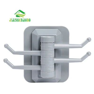 Gray JiangChaoBo многоцелевой поворотный крючок для кухни, бесследный для ванной с настенным креплением, не забивающий крючок, вешалка для полотенец - Цвет: Gray