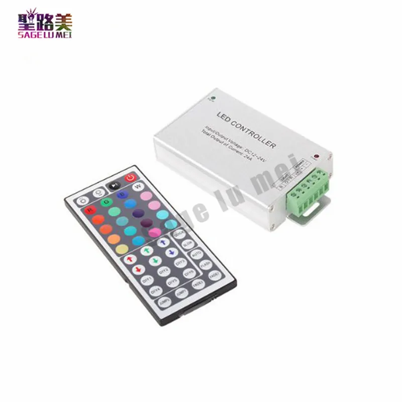 

Free shipping DC12-24V 24A 288W 44key IR Remote Led RGB Controller Dimmer for led strip led light module tape