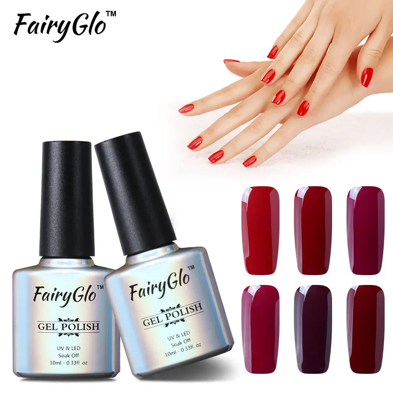 FairyGlo 10 мл серия красное вино Свадьба замочить от УФ гель для ногтей светодиодный