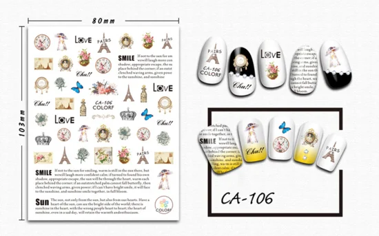 CA106 1 шт Alphabe наклейки для ногтей 3D DIY наклейки для ногтей очаровательные буквы штамп для дизайна ногтей Наклейка тонкий клей Маникюр ломтик CHCA100-108/F - Цвет: CA106