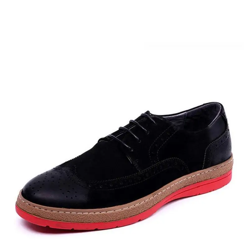 HEINRICH 2018 England Brogue Style Black Casual Shoes Flats Lace-Up Top Quality Men Zapatos Hombre Cuero Genuino | Обувь