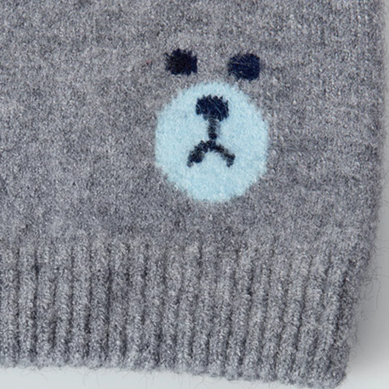Cartoon Baby Hat Scarf Set Spring Cotton Beanie For Girls Cute Bear Soft Newborn Boys Clothing | Детская одежда и обувь