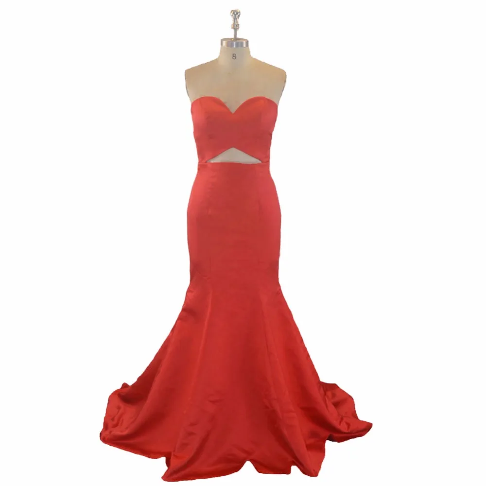 

Sweetheart Satin Mermaid Long Red Evening Dress