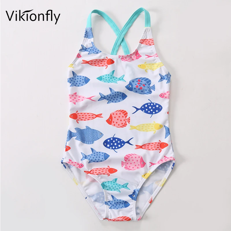 Детские купальники Vikionfly с принтом животных Цельный купальник для девочек Летний