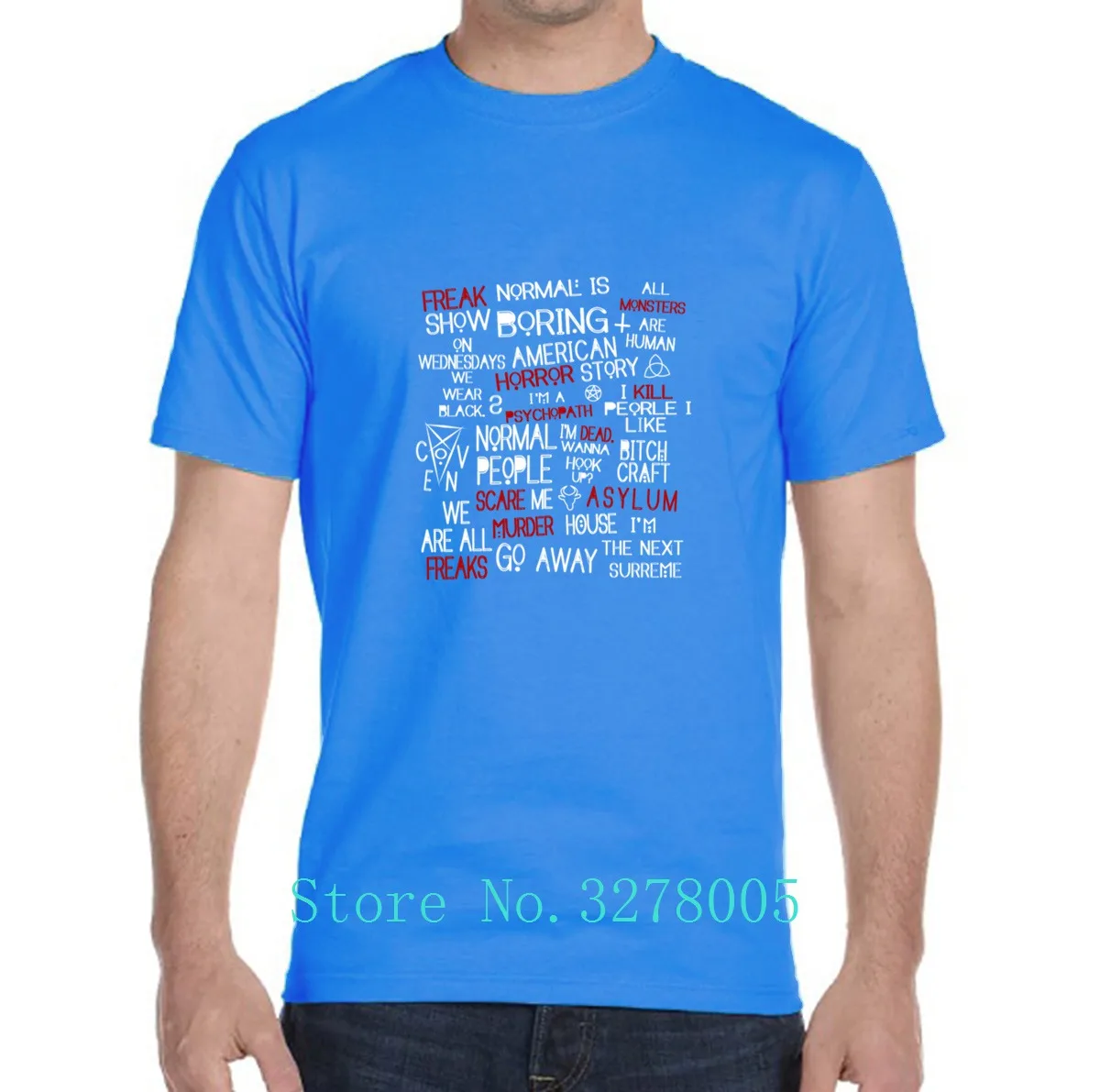 Printed Tshirt Man Male Funny Casual American Horror Story T-Shirt For Men 100% Cotton Short Sleeve Tee Shirt Humour Plus Size | Мужская