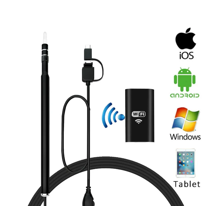 Портативная ручка Otoscope HD 720P Wi Fi для IPhone Android ПК контроля здоровья ушей видео