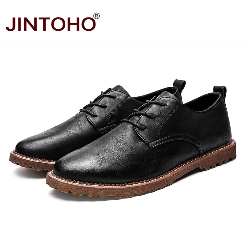 JINTOHO Big Size Men Casual Leather Shoes Brand Mens Fashion Designer Flats Male | Обувь
