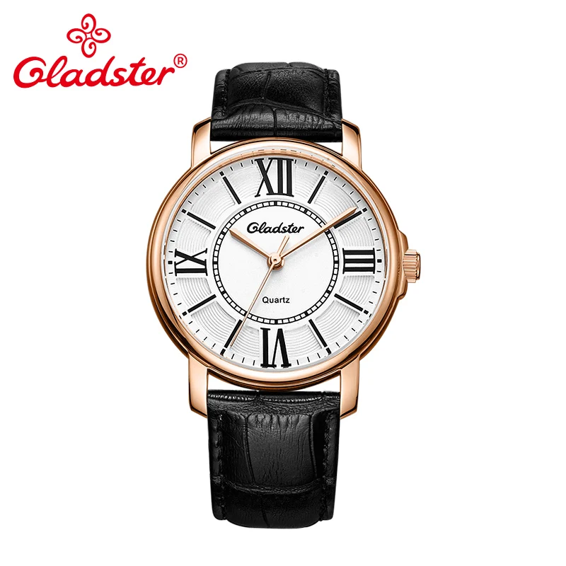 Повседневные мужские кварцевые часы Gladster из нержавеющей стали золотого цвета