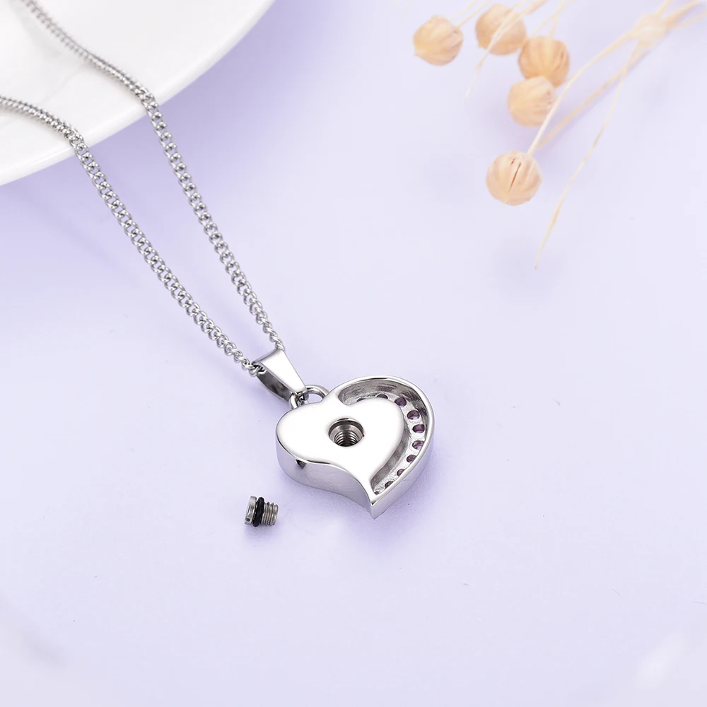 Jewelry For Ashes Crystal Heart Cremation Urn Pendant Stainless Steel Keepsake Urns Necklace Pet Dog Memorials Gift for Women | Украшения и