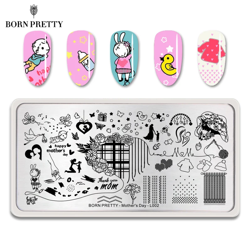 BORN PRETTY Mother's Day штамповочный трафарет для ногтей пластины геометрические Звезды Дизайн Ногтей изображение маникюрный шаблон дизайн