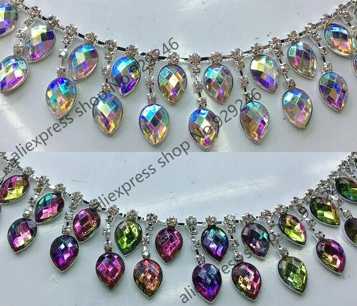 90 см/партия модные розовые цветные акриловые стразы в форме слезы с кристаллами