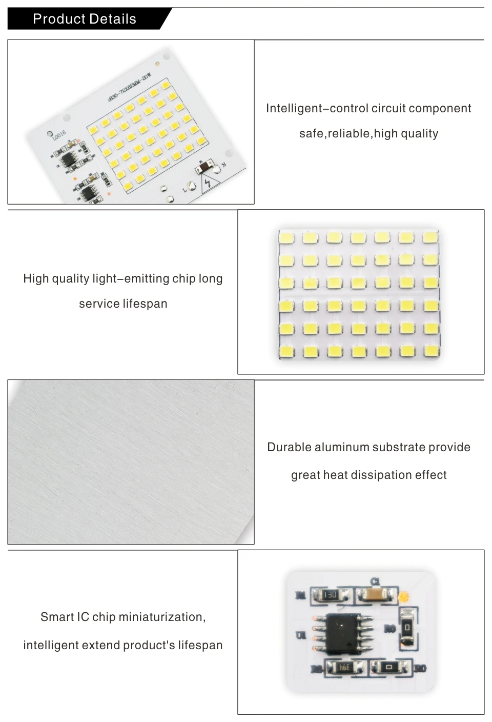 Светодиодная лампа SMD2835 с бусинами Smart IC 220 В вход 10 Вт 20 Вт 30 Вт 50 Вт 100 вт DIY для наружного прожектора прожектор холодный белый теплый белый