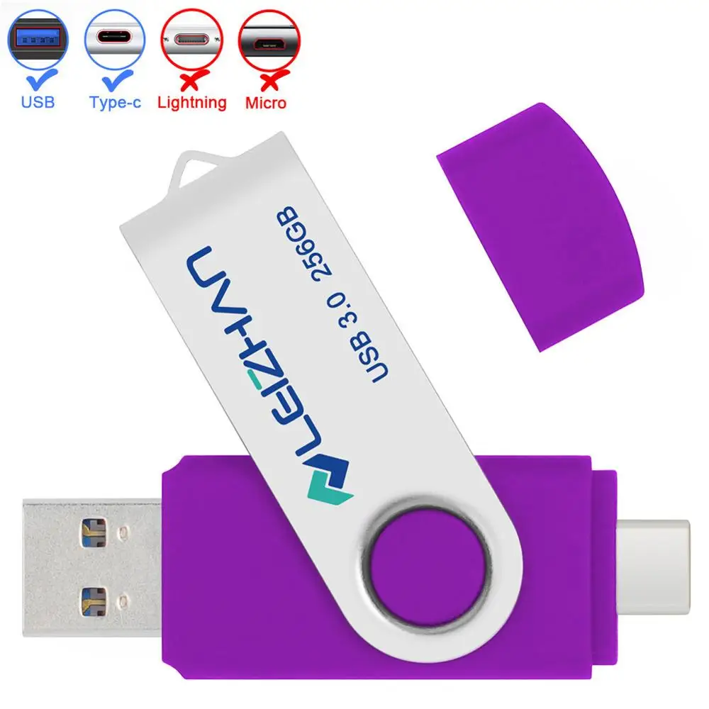 Type c-USB3.0-Purple LEIZHAN USB флеш-накопитель type-C для Android Phone S10 S9 S8 256 GB Флешка USB 3,0 64 GB 32 GB 16 GB 128 GB USB C Ручка-накопитель - Цвет: Type c-USB3.0-Purple