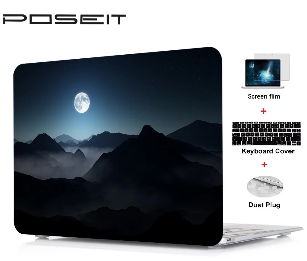 Для Apple Macbook Touch Bar 13 15 жесткий чехол для ноутбука корпус+ крышка клавиатуры+ пленка для экрана+ пылезащитные заглушки для Air 11 13 Pro 13 15