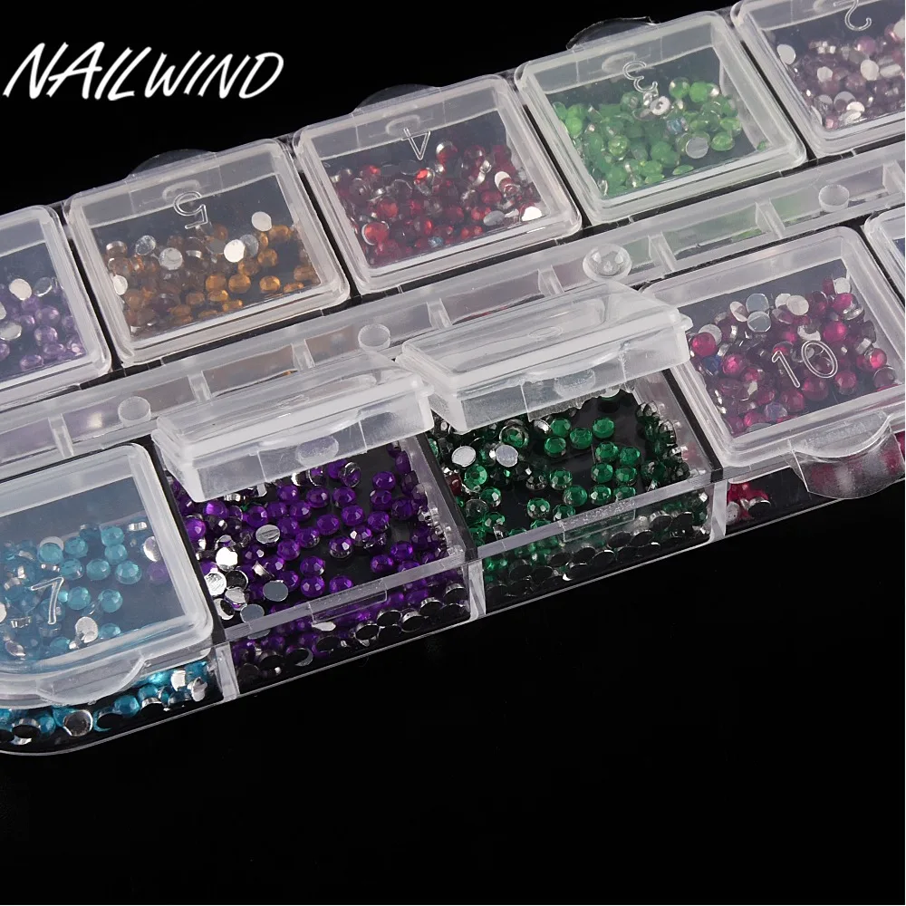Nailwind мм 1 5 смешать 12 цветов новый дизайн ногтей Стразы акриловые украшения