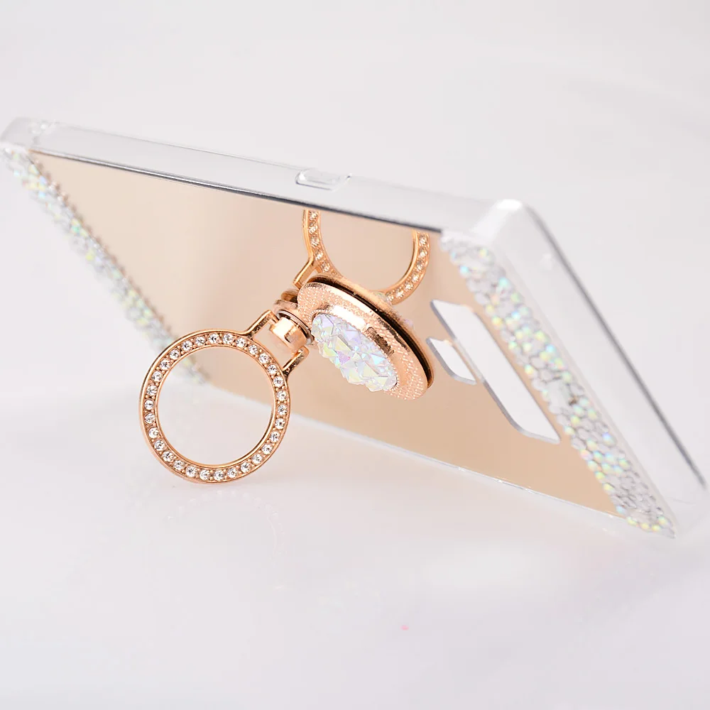 Diamond Phone Case For Samsung A50 J3 J5 J7 A10 A20 A30 A70 M10 M20 Mirror Plated cover S10 S8 S7 S6Edge Ring Holder |