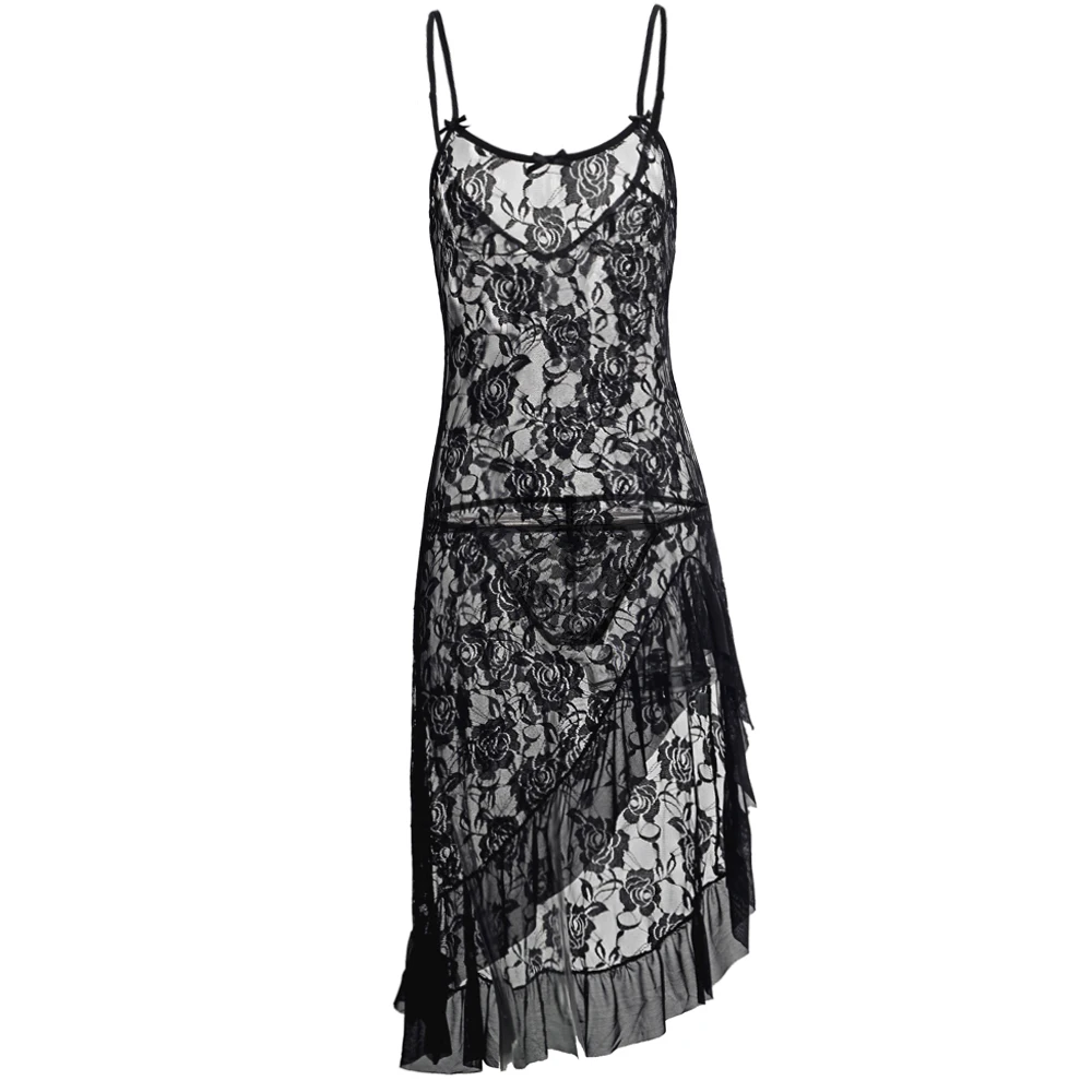 Rose Embroidery Lace Irregular 5xl 6xl Plus Size Women Sexy Nightdress Night Dress Sleepwear Sleeveless Long Nighties Nightgown | Женская