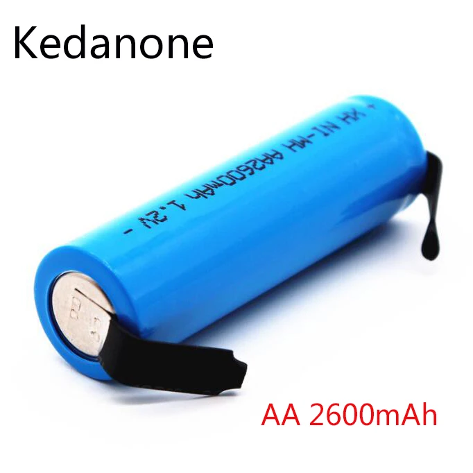 Новинка 1,2 V AA перезаряжаемая батарея 2600mah 2A Ni-MH с шарнирным штифтом паяльный лист электробритва батарея для зубной щетки