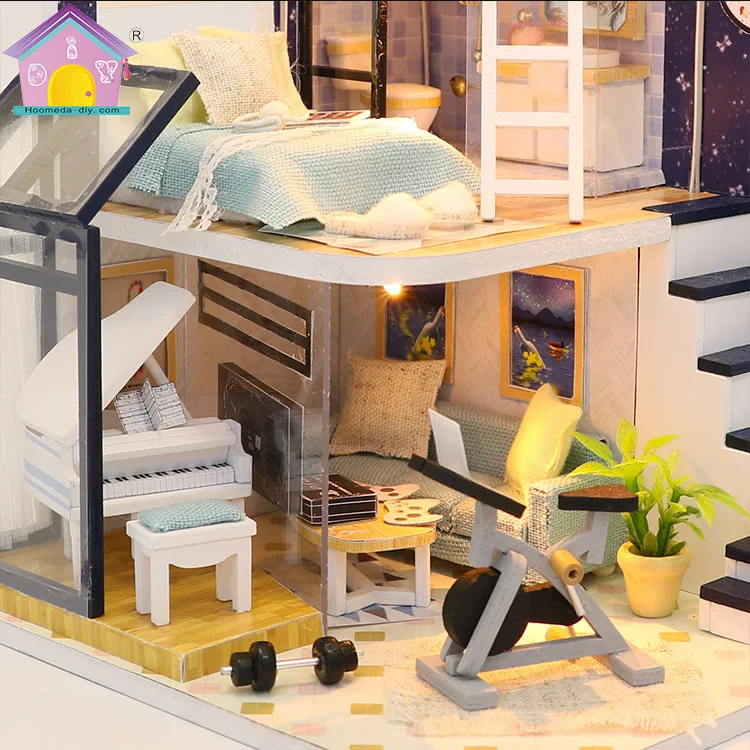 Миниатюрный Diy музыкальная шкатулка для кукольного домика Новый 3D деревянная