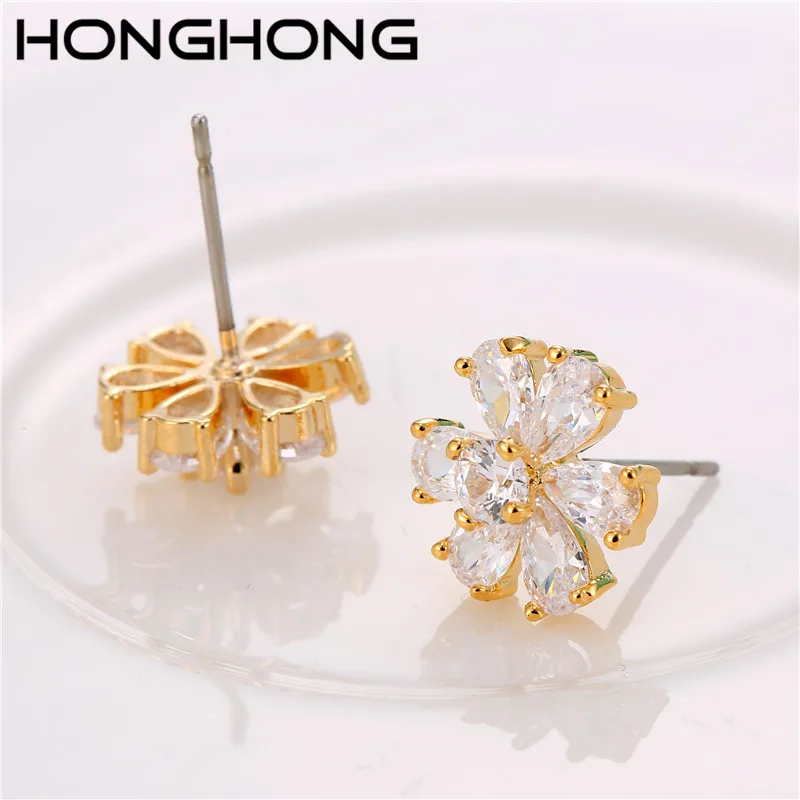 Простой и цветочным дизайном из серьги с цирконием кубической огранки пирсинг