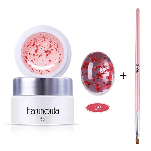 2Pcs Set9 Harunouta цветочный УФ гель сушеные цветы желе розовый дизайн ногтей гель лак инструмент, кисточка для ногтей 3D DIY Дизайн ногтей маникюрный набор - Цвет: 2Pcs Set9