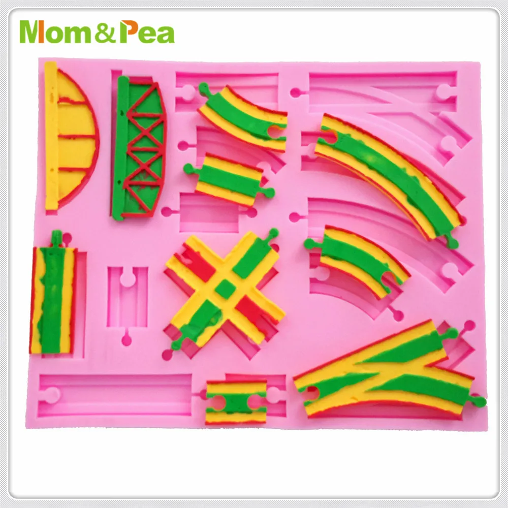 

Mom&Pea MPA1875 Splicing Rail Shaped Silicone Mold Cake Decoration Fondant Cake 3D Mold Food Grade