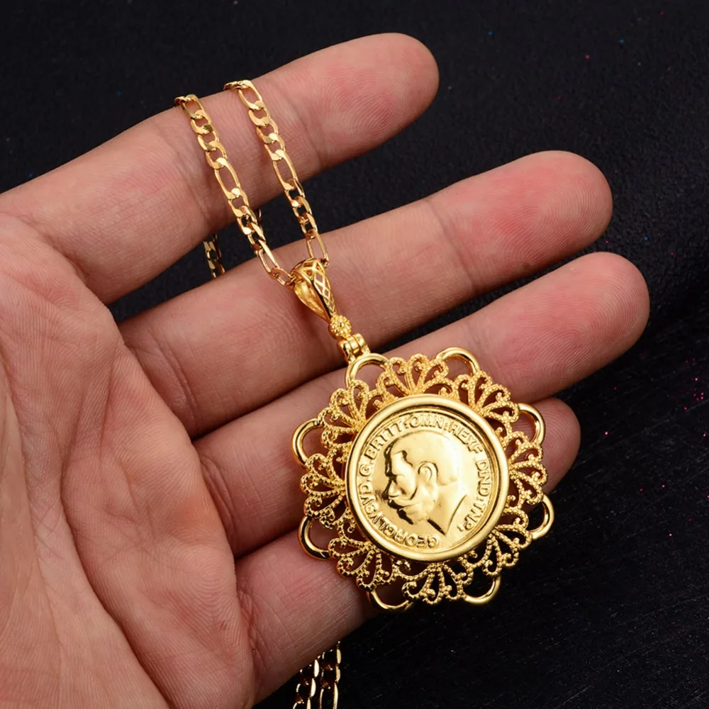 WANDO Newest Big Napoleon Coin Pendant Necklaces For Women/Men Gold Color Africa Arab Coins Metal Copper Jewelry Gifts 5cm P32 | Украшения