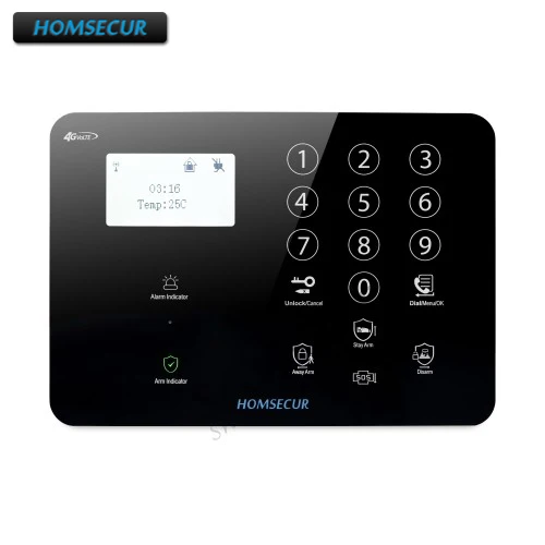 

HOMSECUR DIY Wireless&wired 4G/3G/GSM LCD Home House Alarm Panel with Multi-Languages Menu