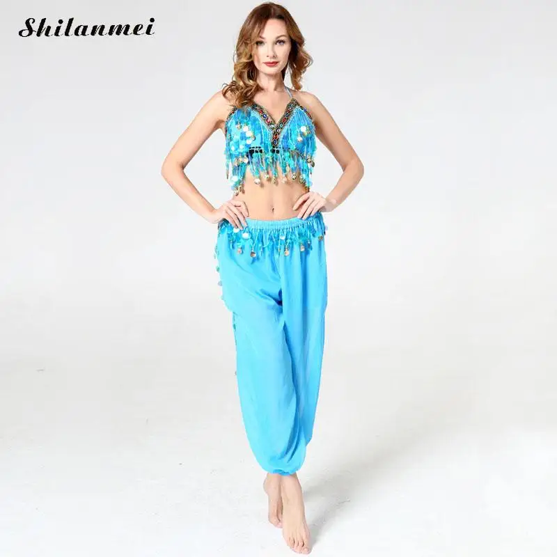 Комплект из 2 предметов с блестками и кисточками для танцев женский укороченный