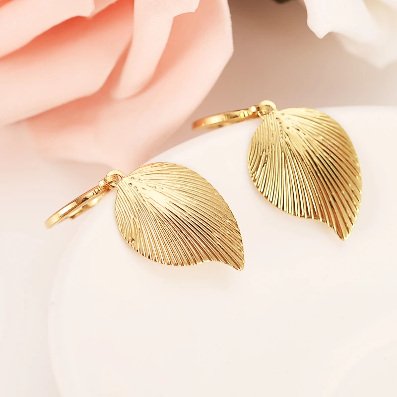 Gold leaf Dangle Earrings Women Fashion Jewelry Metal Drop For girls kids Gifts wedding bridal partyjewelry | Украшения и