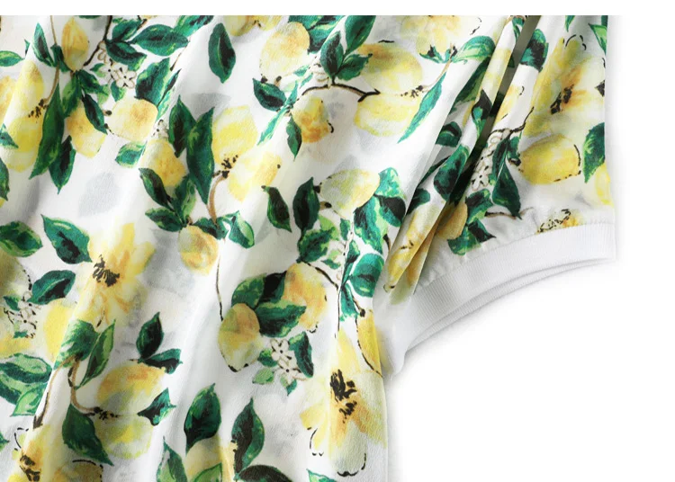 Женская шелковая рубашка из 100% шелка футболка с цветочным принтом короткими