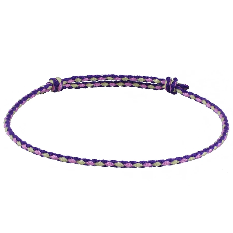 Purple Boho ручной работы плетеный дружбы браслет нить тканая тонкая струна шнур браслет Штабелируемый простой этнические ювелирные изделия подарок для друга - Окраска металла: Purple