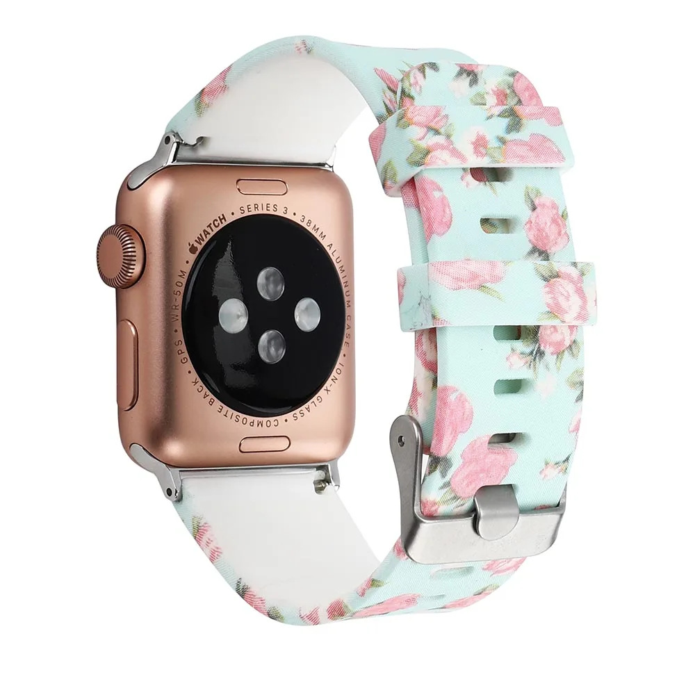 Ремешок спортивный из натурального силикона для Apple watch 3 2 1 4 Iwatch band 42 мм 38 44 40