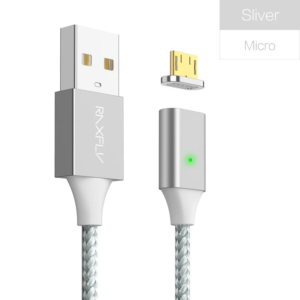 Sliver Micro Магнитный зарядный usb-кабель RAXFLY для iPhone X XS Max XR 8, Магнитный зарядный кабель Micro USB type C для huawei P20 Pro - Цвет: Sliver Micro