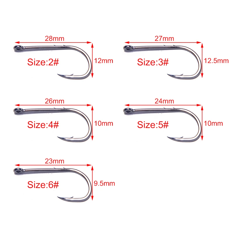 100Pcs/Lot Fishing hooks 6-1# High Carbon Steel Jig Big Hook Bait accessories Holder Fish Set Barbed Carp YB8086 | Спорт и
