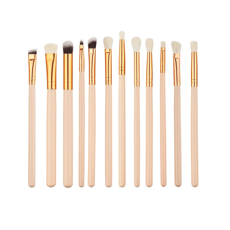 

Pro 12pcs Wooden Handle Makeup Brushes Set kits Powder Blush Foundation Eyebrow Contour Brushes Beauty Makeup Tool