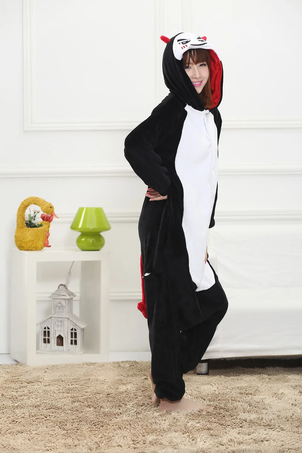 Kigurumi пижамы унисекс Фланелевая Пижама для взрослых дьявола с рисунком животных