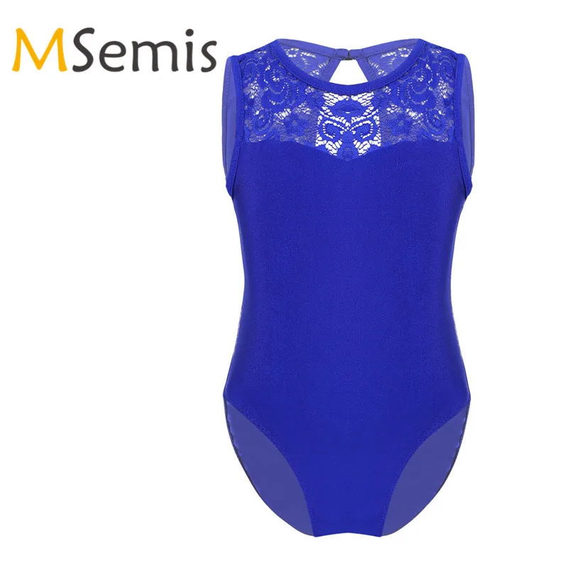 Детский балетный купальник для девочек, гимнастический купальник для девочек, гимнастический купальник для балерин, кружевной комбинезон с вырезом на спине