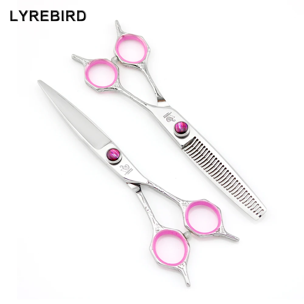 Hair scissors 6 INCH Hairdressing Left hand and right handle Big purple screw engraving Lyrebird HIGH CLASS NEW | Красота и здоровье