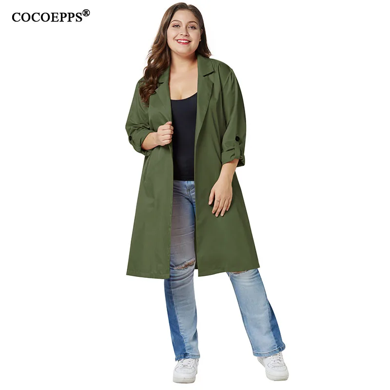 COCOEPPS 5XL плюс Размеры Для женщин осень длинная куртка свободные розовый