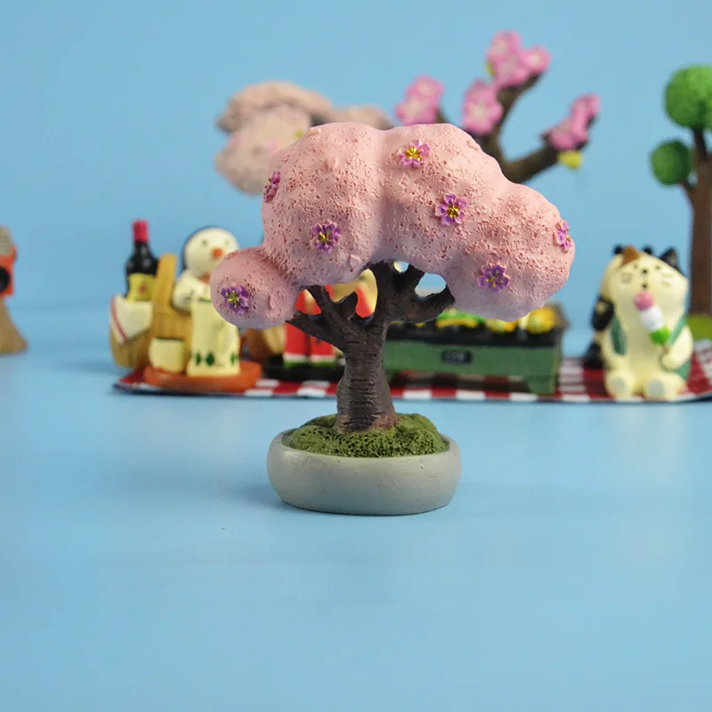 Sakura tree Япония каваи мультфильм Животные go picnic миниатюрный Сакура экран дерево лужайка пень Горячая весна татами Дерево отверстие Свадебная мебель игрушка - Цвет: Sakura tree