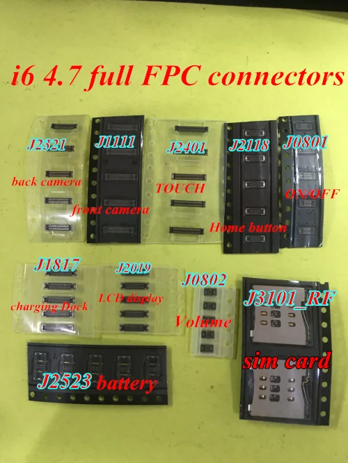 10 шт./лот FPC Разъемы для iPhone 6 4 7 &quotLCD touch power camera dock объем батареи разъем на