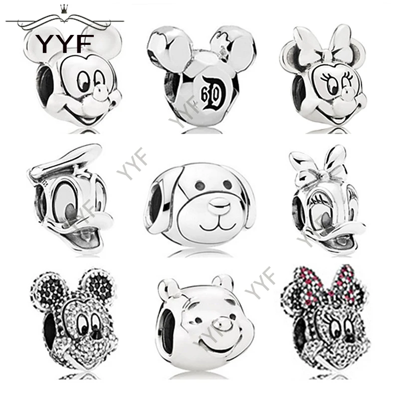 YYF оригинальный 100% S925 Classic Silver Микки с жемчугом одежда для детей DIY Браслет