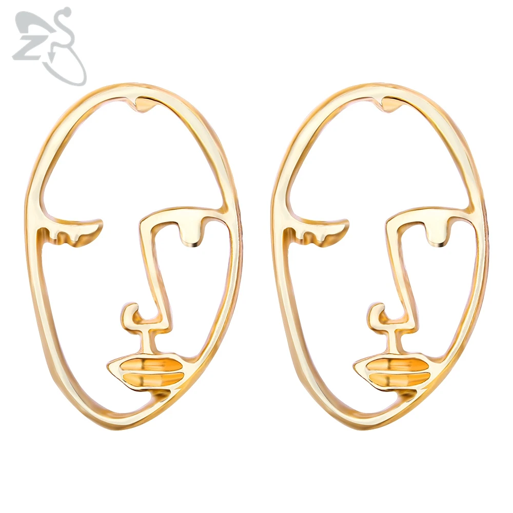 

Хит продаж! Большие женские серьги-пусеты Cool Face, серьги-Пусеты Из Нержавеющей Стали в стиле панк, мужские Модные серьги золотого цвета