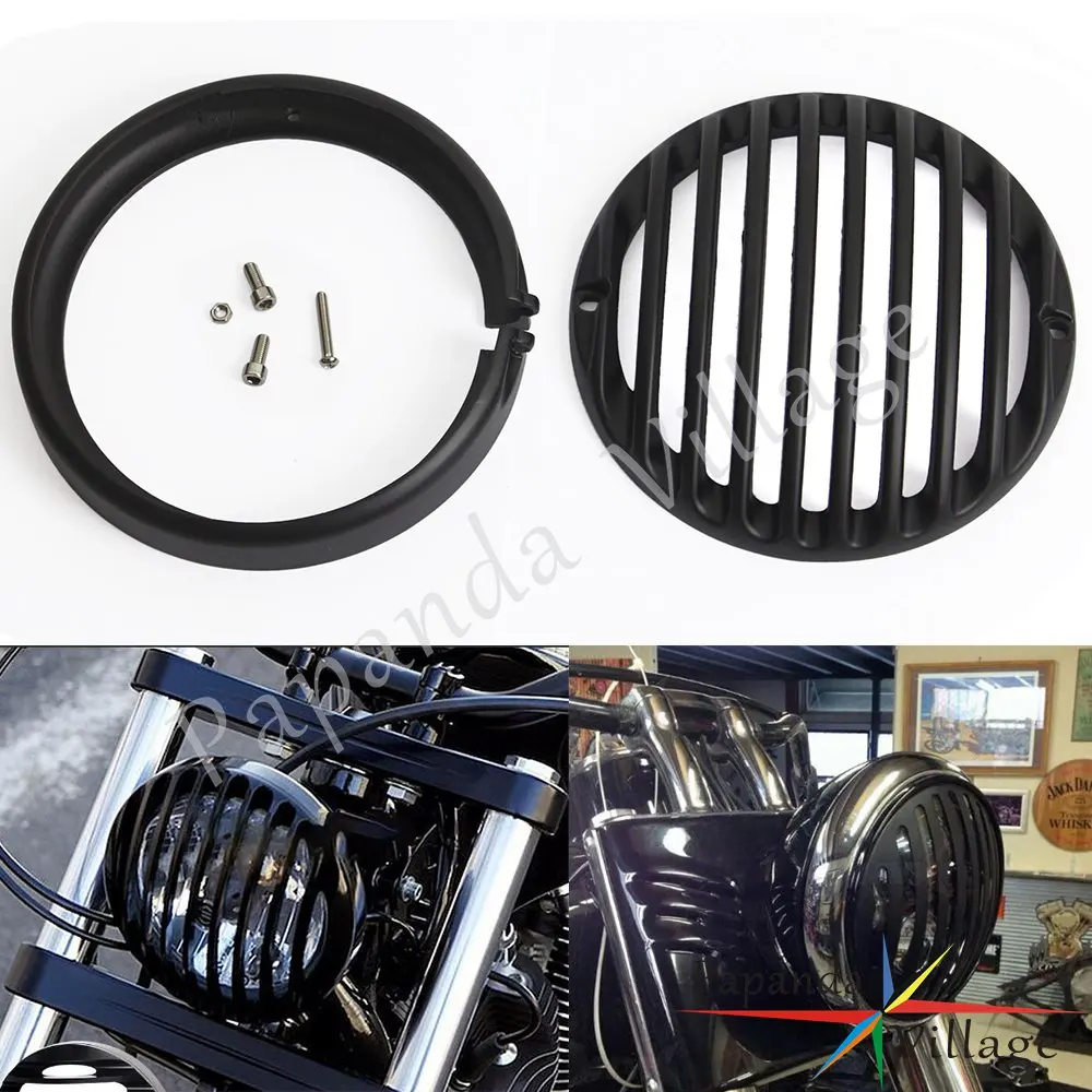 Черный мотоцикл 5 75 &quotфара гриль крышка протектор для Harley Sportster XL833 XL1200 2004-2014 Touring