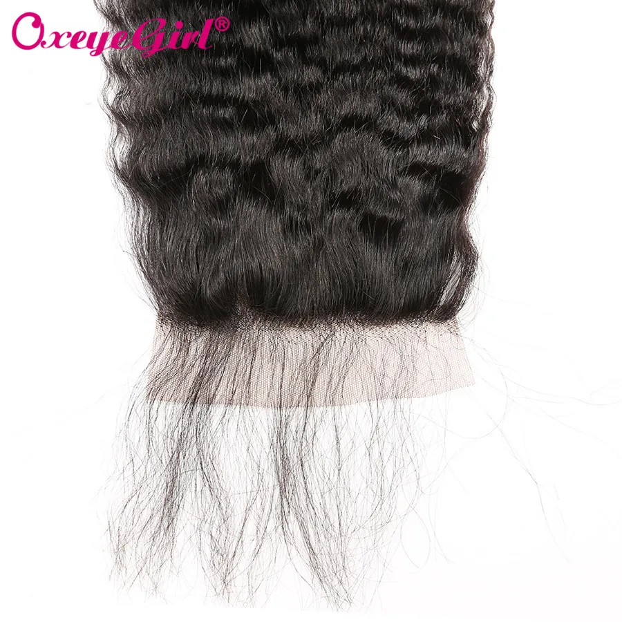 Oxeye девушка курчавые прямые волосы Кружева Закрытие С младенца Remy бразильские